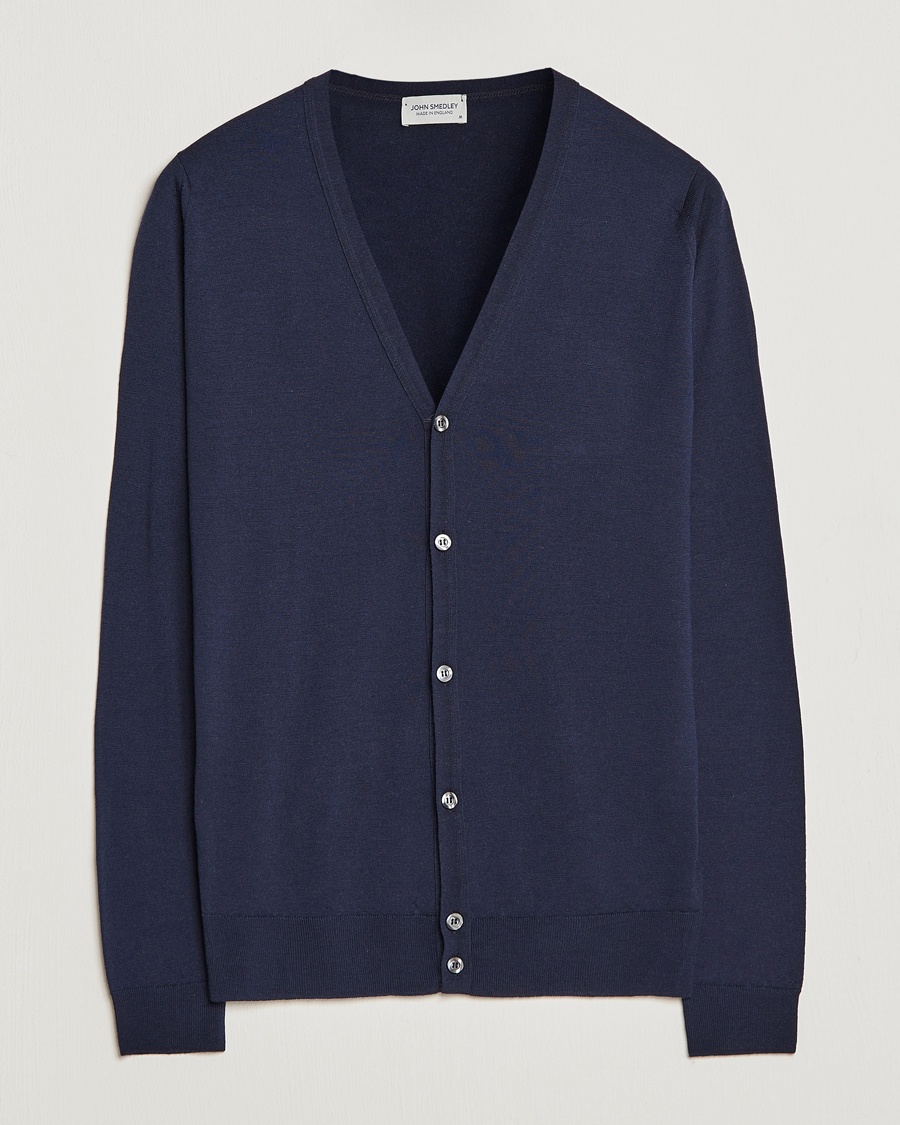 John Smedley Petworth Extra Fine Merino Cardigan Midnight – Azul