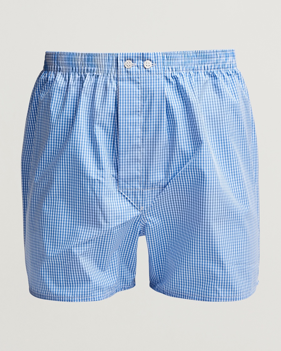 Derek Rose Classic Fit Cotton Boxer Shorts Blue Gingham – Azul