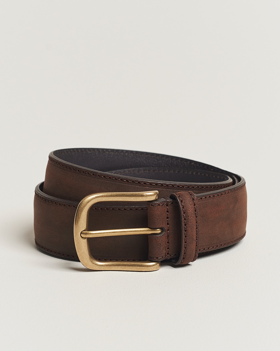 Crockett & Jones 3,5 cm Belt Dk Brown Rough-Out Suede – Marrón