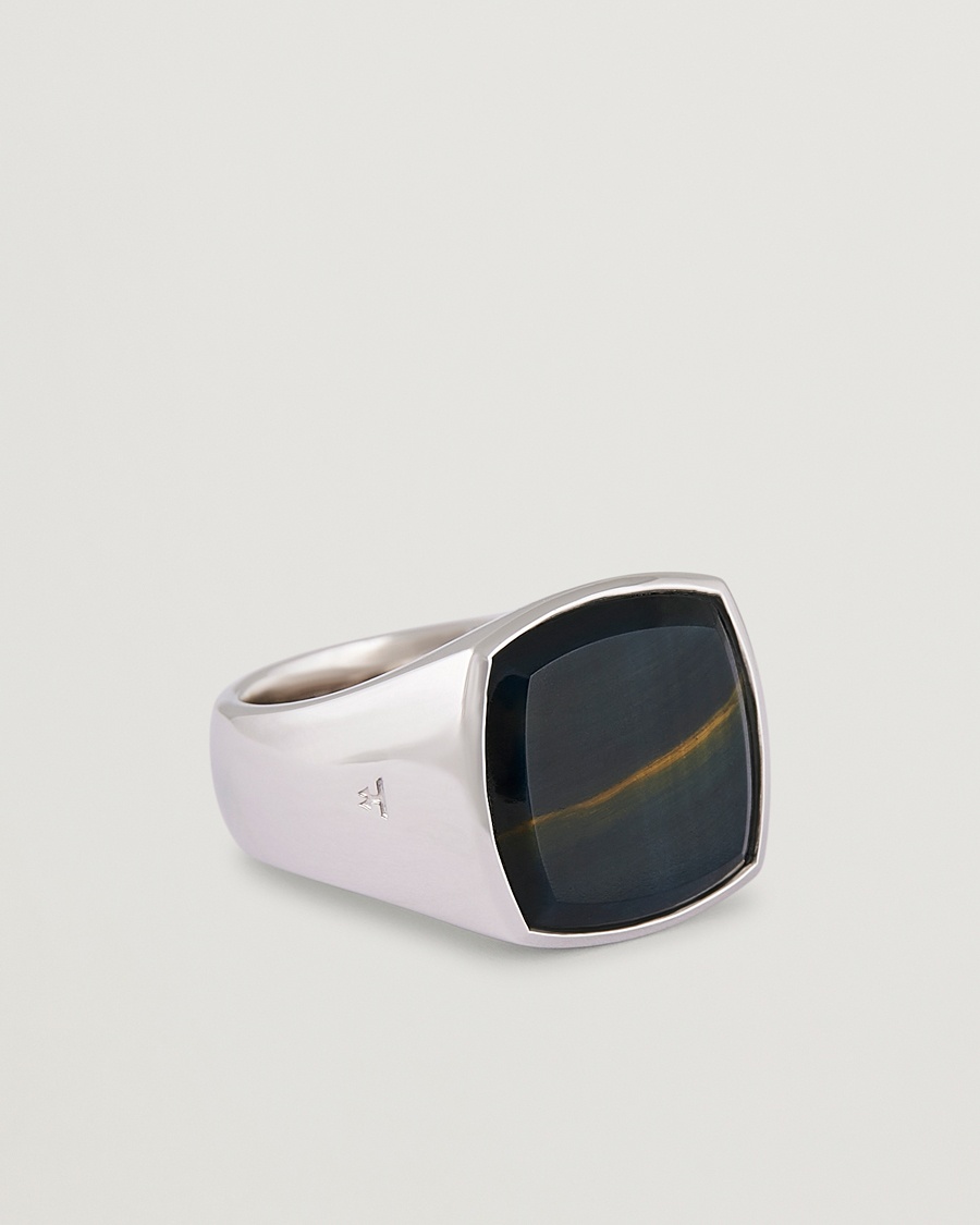 Tom Wood Cushion Blue Hawk Eye Ring Silver – Azul