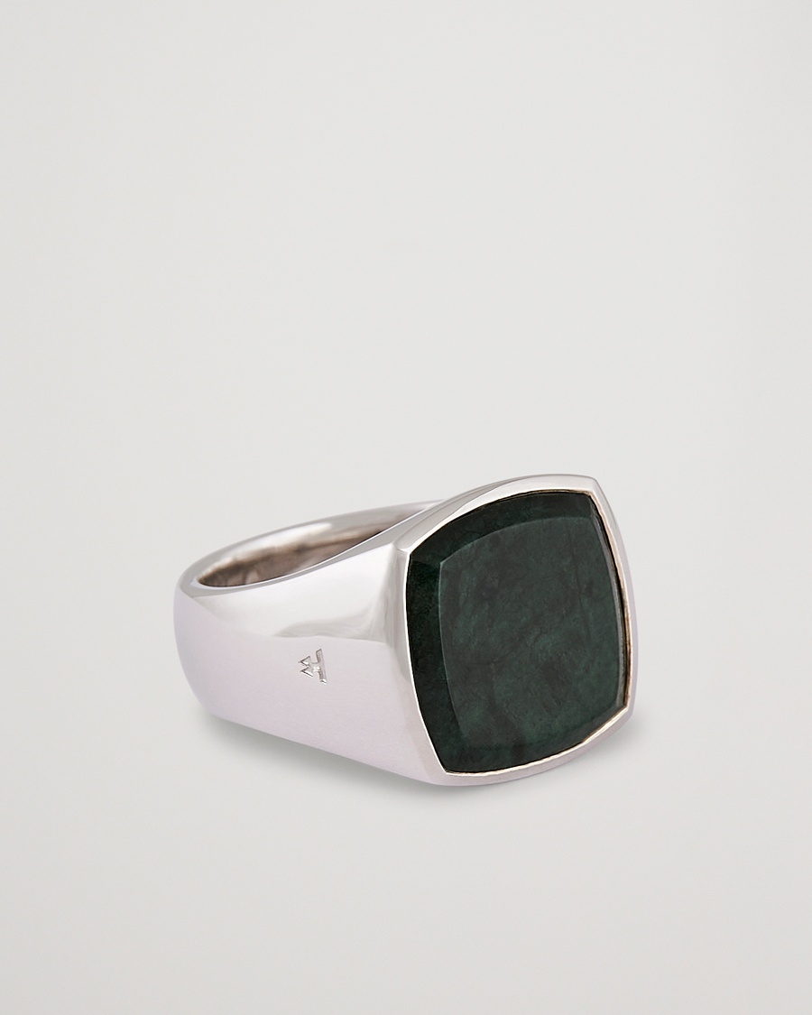 Tom Wood Cushion Green Marble Ring Silver – Plata