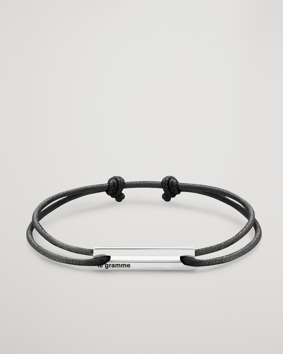 LE GRAMME Cord Bracelet Le 17/10 Black/Sterling Silver – Negro