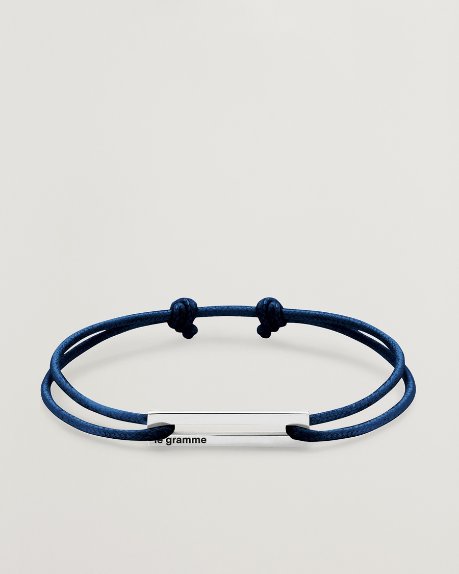 LE GRAMME Cord Bracelet Le 17/10 Navy/Sterling Silver – Azul