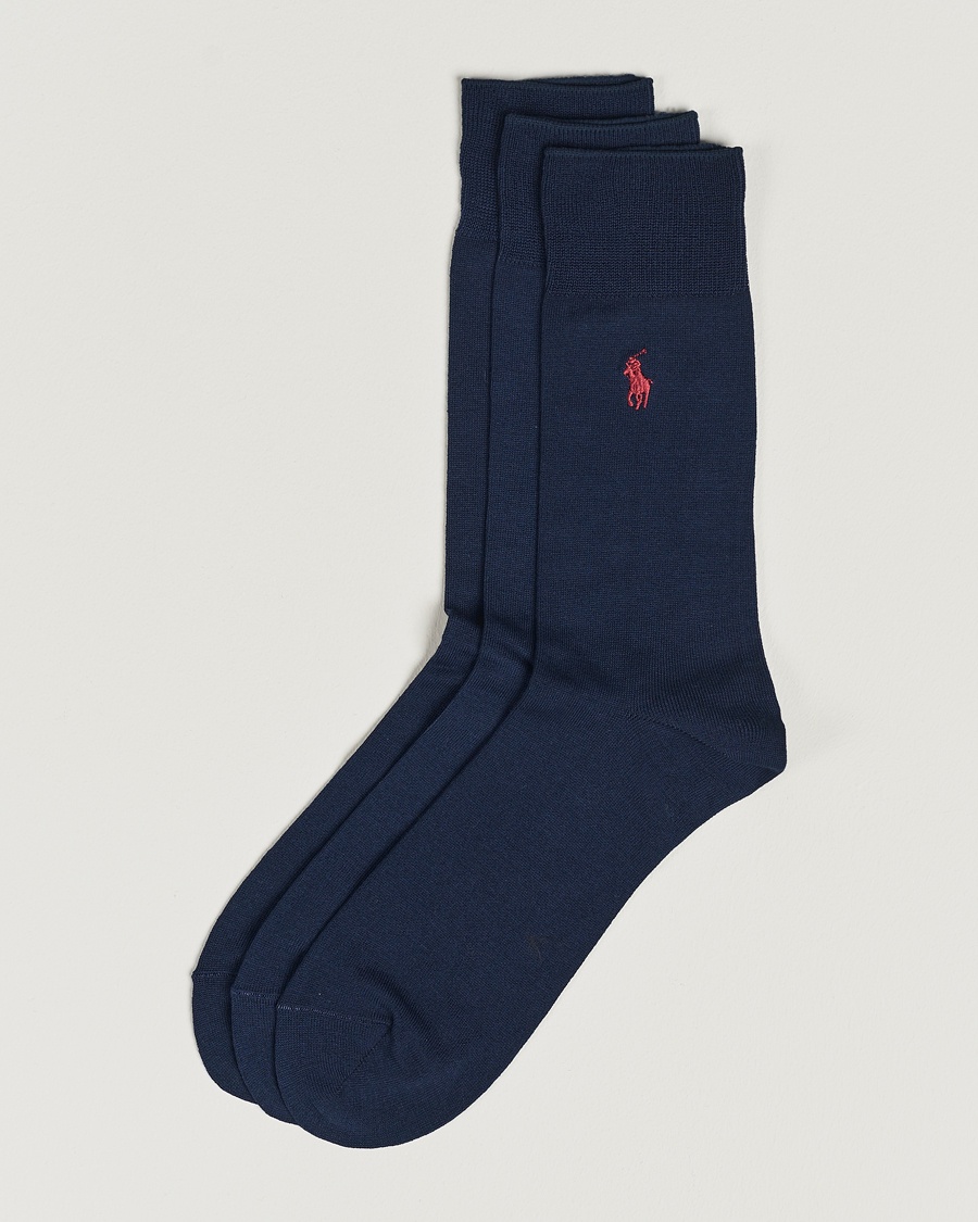 Polo Ralph Lauren 3-Pack Mercerized Cotton Socks Navy – Azul