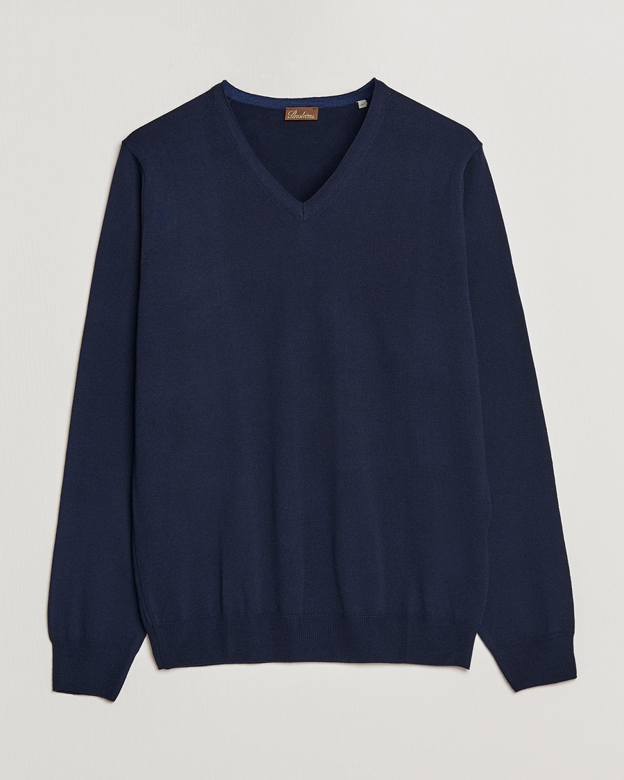 Stenströms Merino V-Neck Navy – Azul