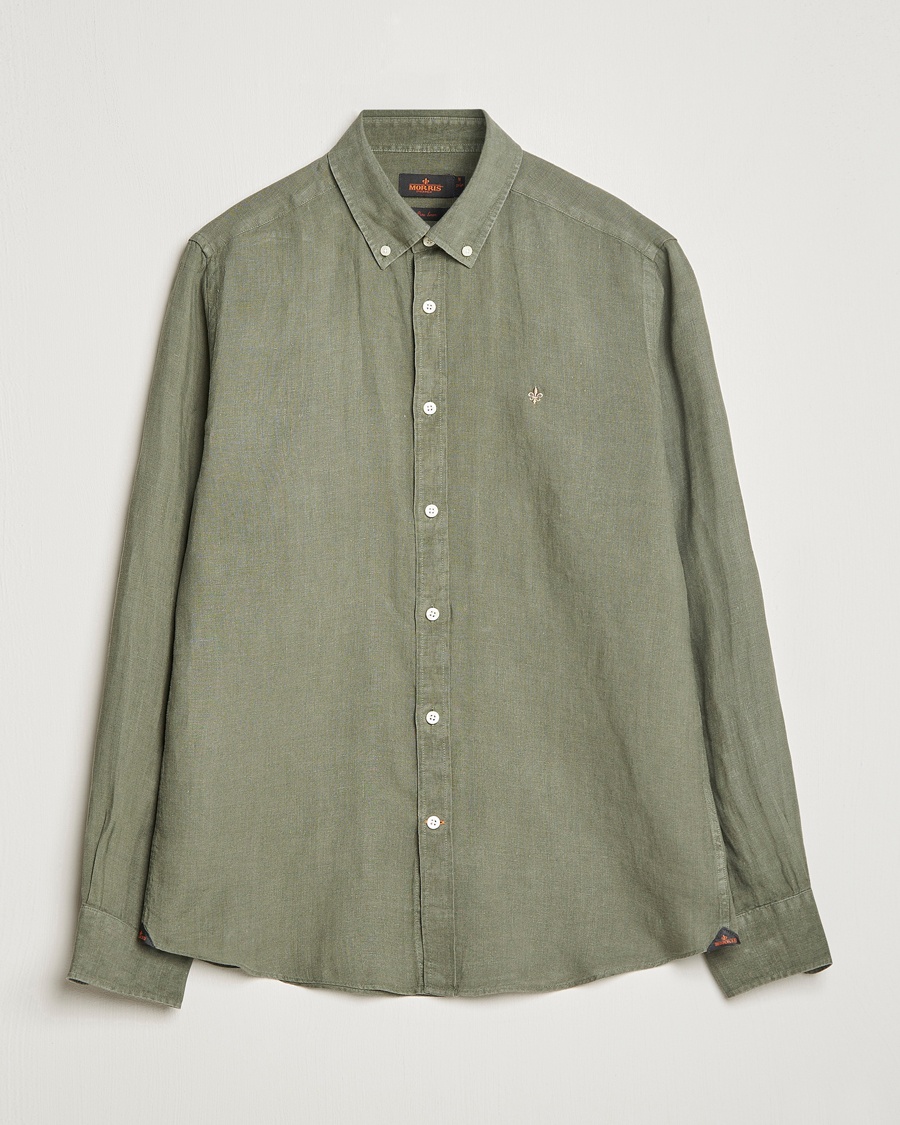 Morris Douglas Linen Button Down Shirt Olive – Verde
