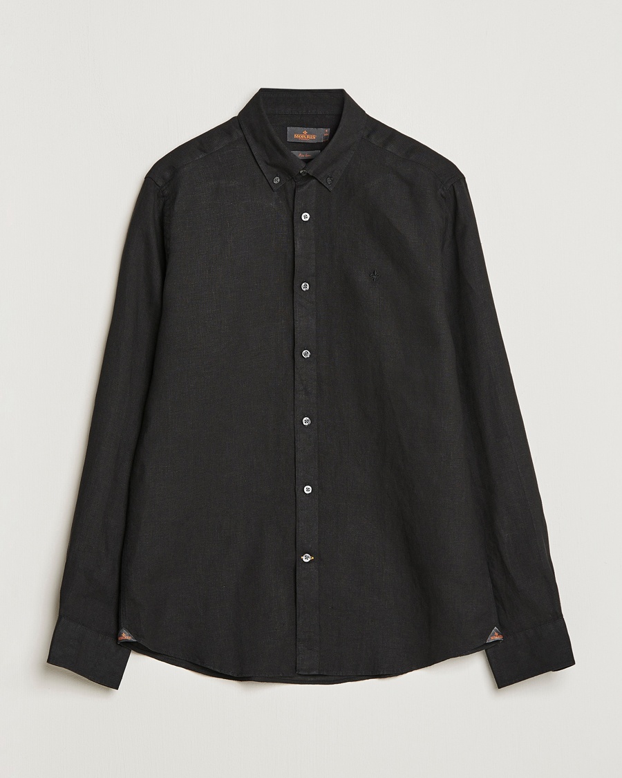 Morris Douglas Linen Button Down Shirt Black – Negro
