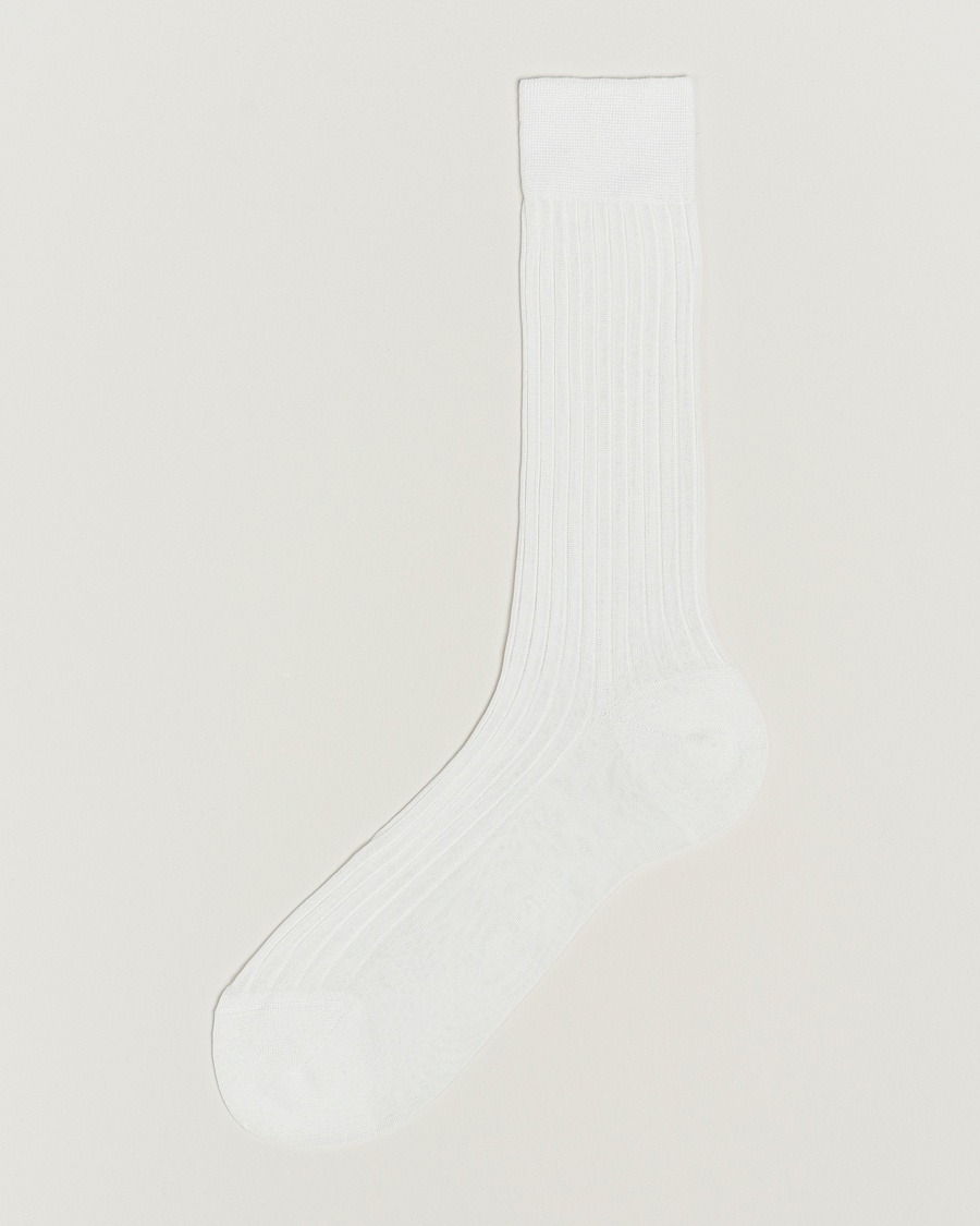 Bresciani Cotton Ribbed Short Socks White – Blanco