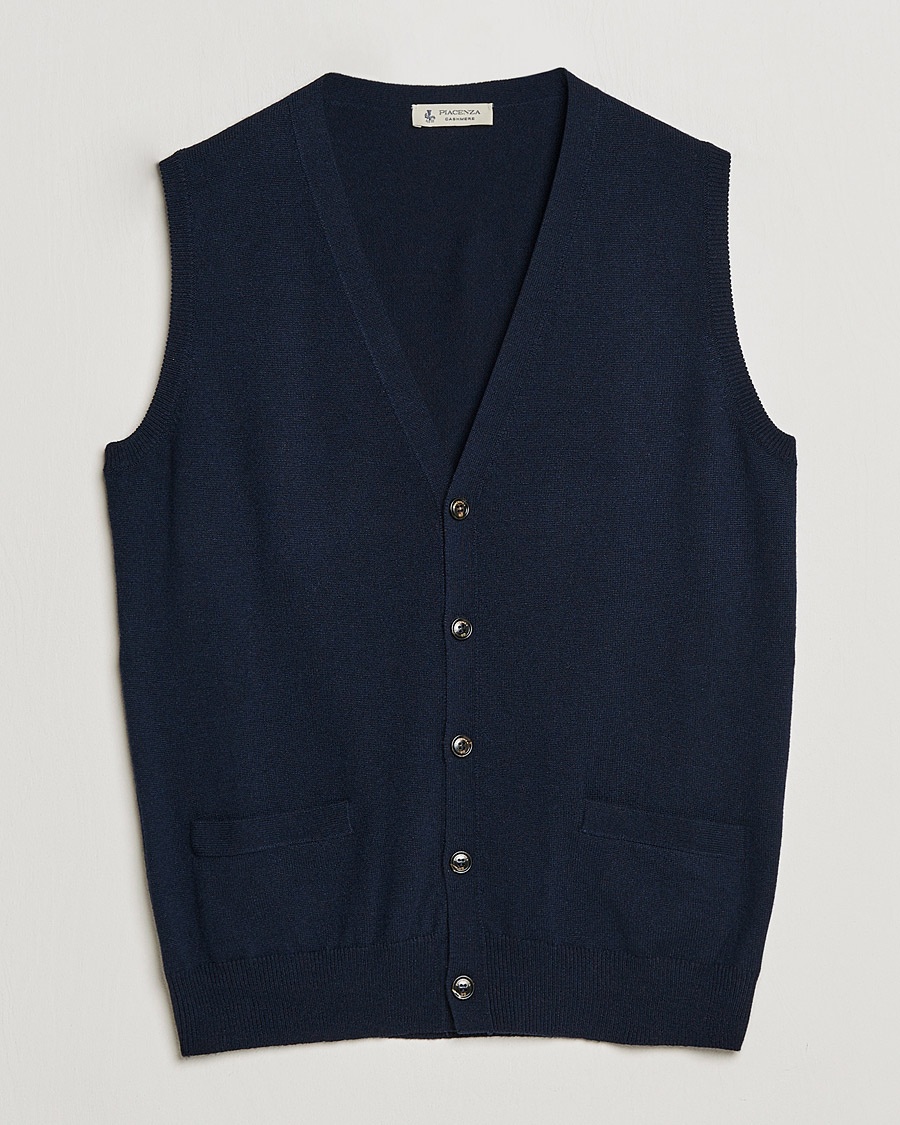 Piacenza Cashmere Cashmere Sleeveless Cardigan Navy – Azul