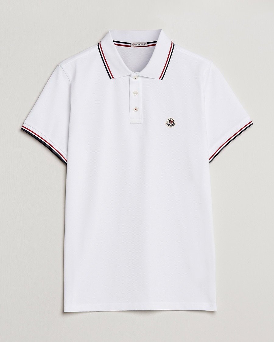 Moncler Contrast Rib Polo White – Blanco
