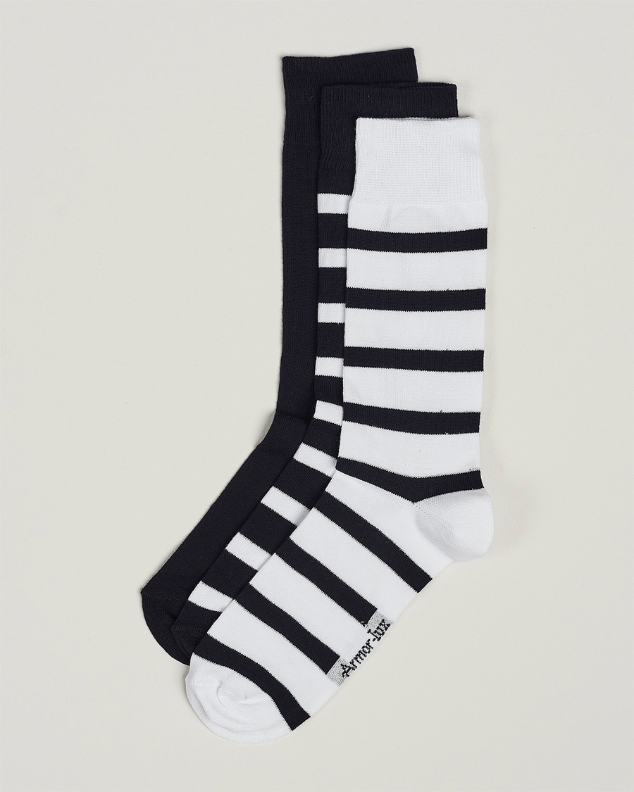 Armor-lux 3-Pack Loer Socks Navy/White – Azul