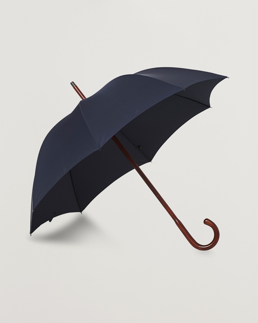 Fox Umbrellas Polished Cherrywood Solid Umbrella Navy – Azul