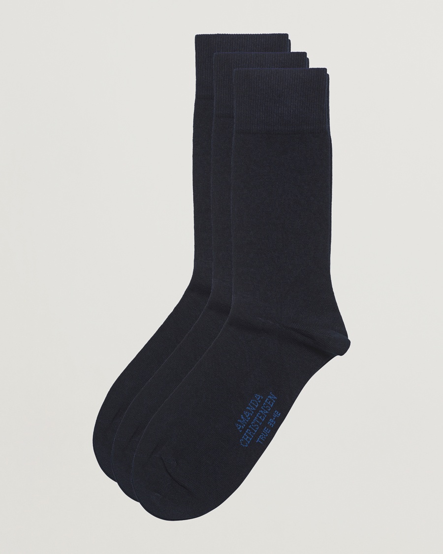 Amanda Christensen 3-Pack True Cotton Socks Dark Navy – Azul