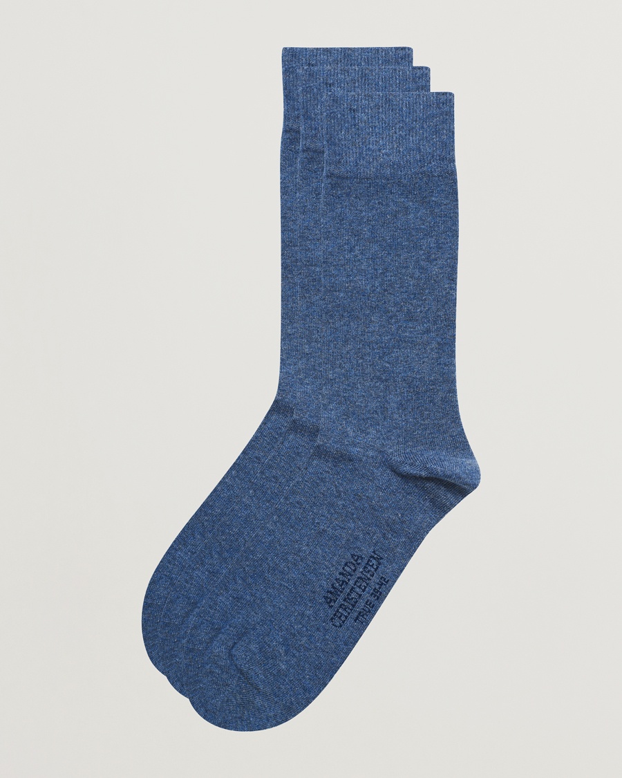 Amanda Christensen 3-Pack True Cotton Socks Denim Blue – Azul