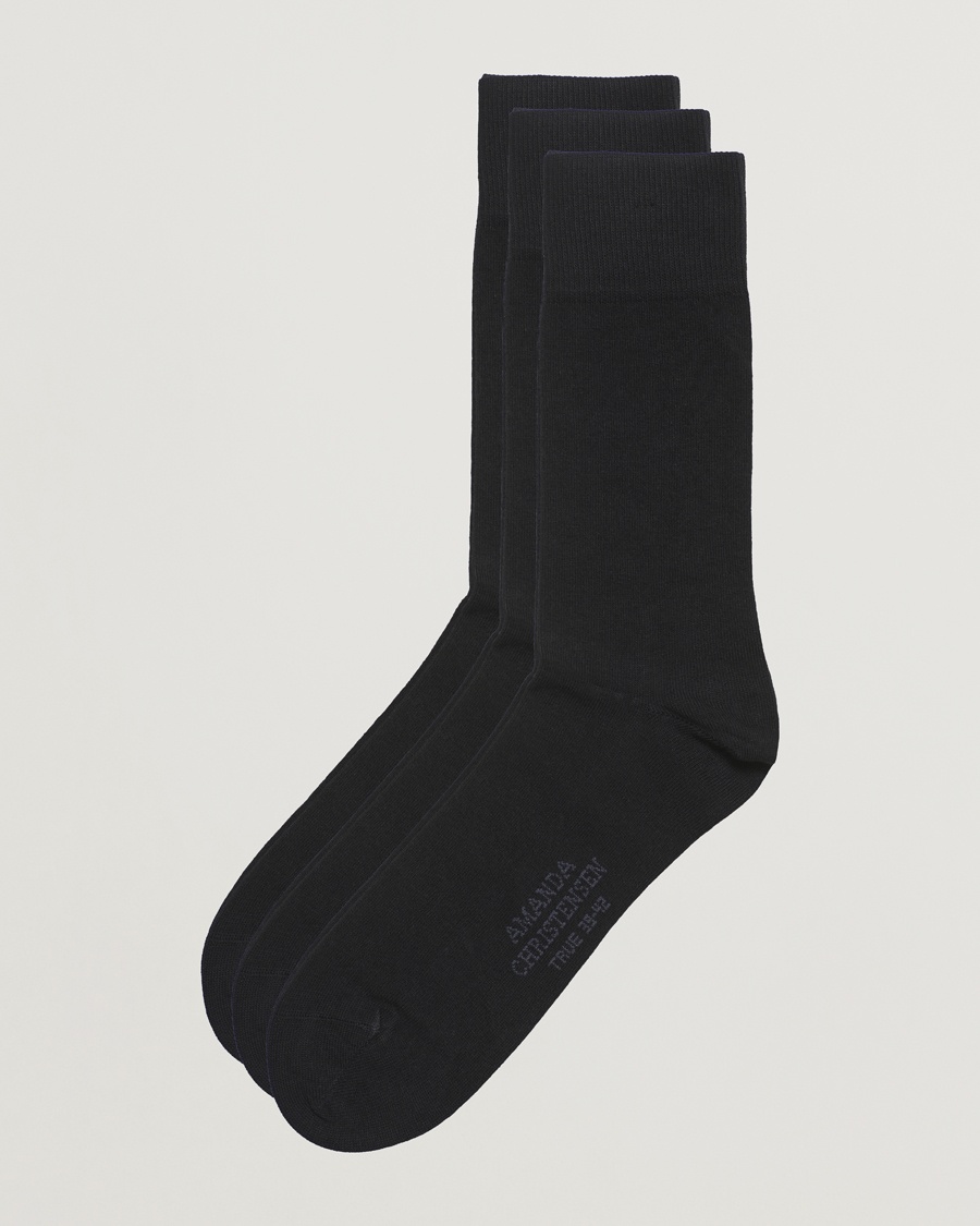 Amanda Christensen 3-Pack True Cotton Socks Black – Negro