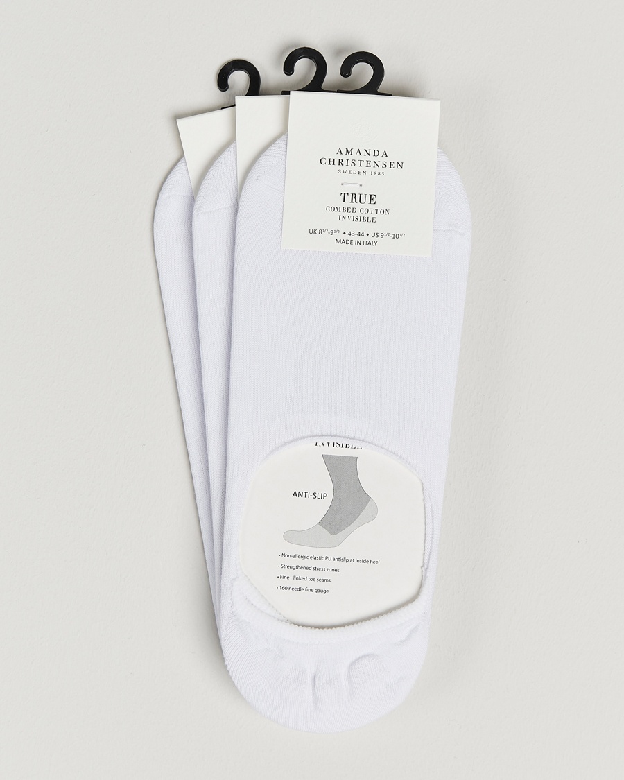 Amanda Christensen 3-Pack True Cotton Invisible Socks White – Blanco