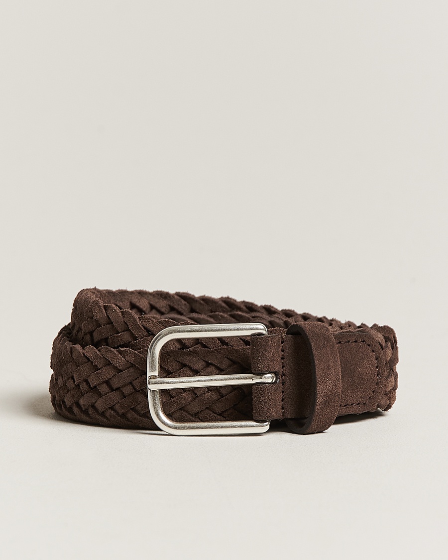 Anderson's Woven Suede Belt 3 cm Dark Brown – Marrón