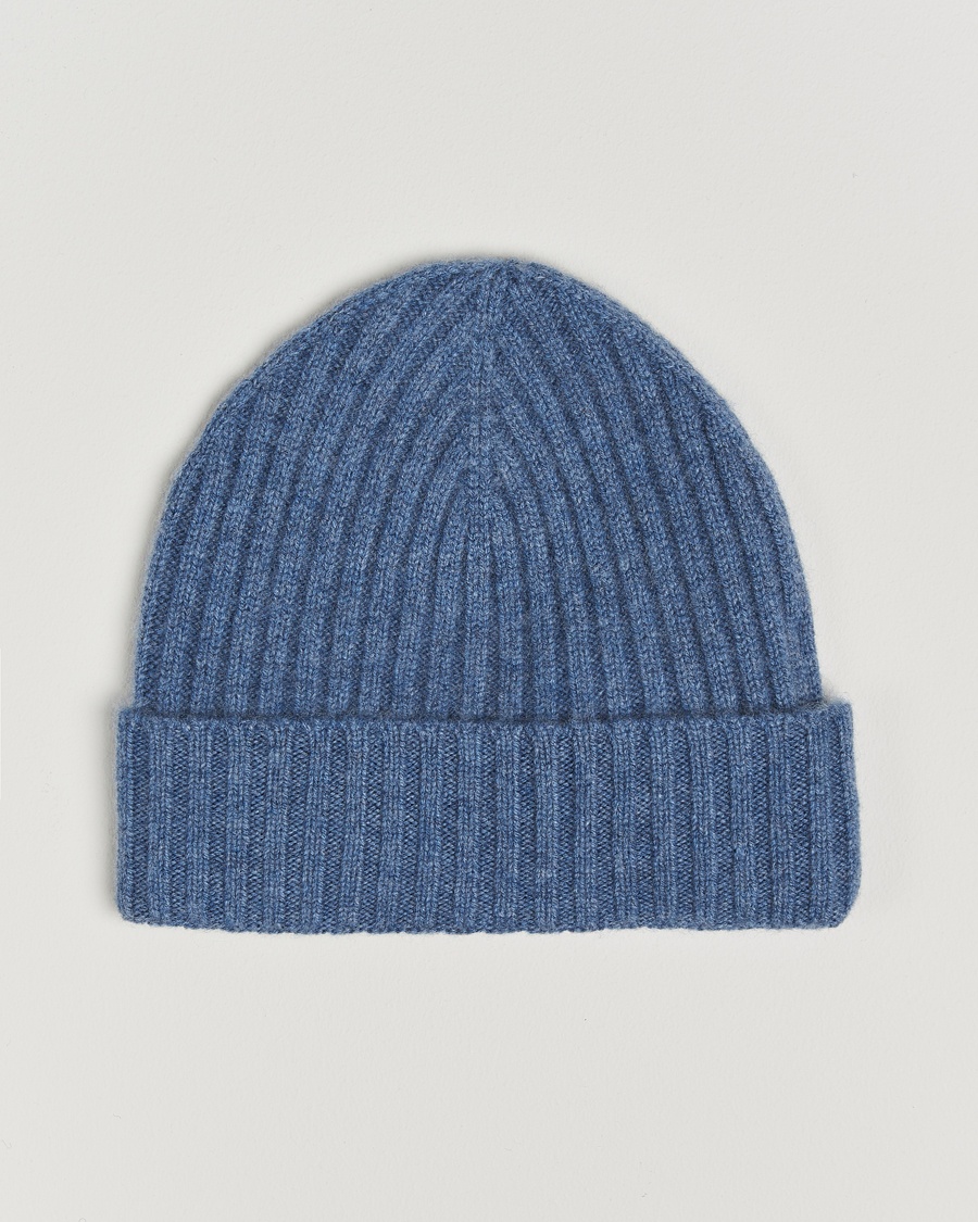 Amanda ChristensenRib Knitted Cashmere CapBlue Melange – Azul