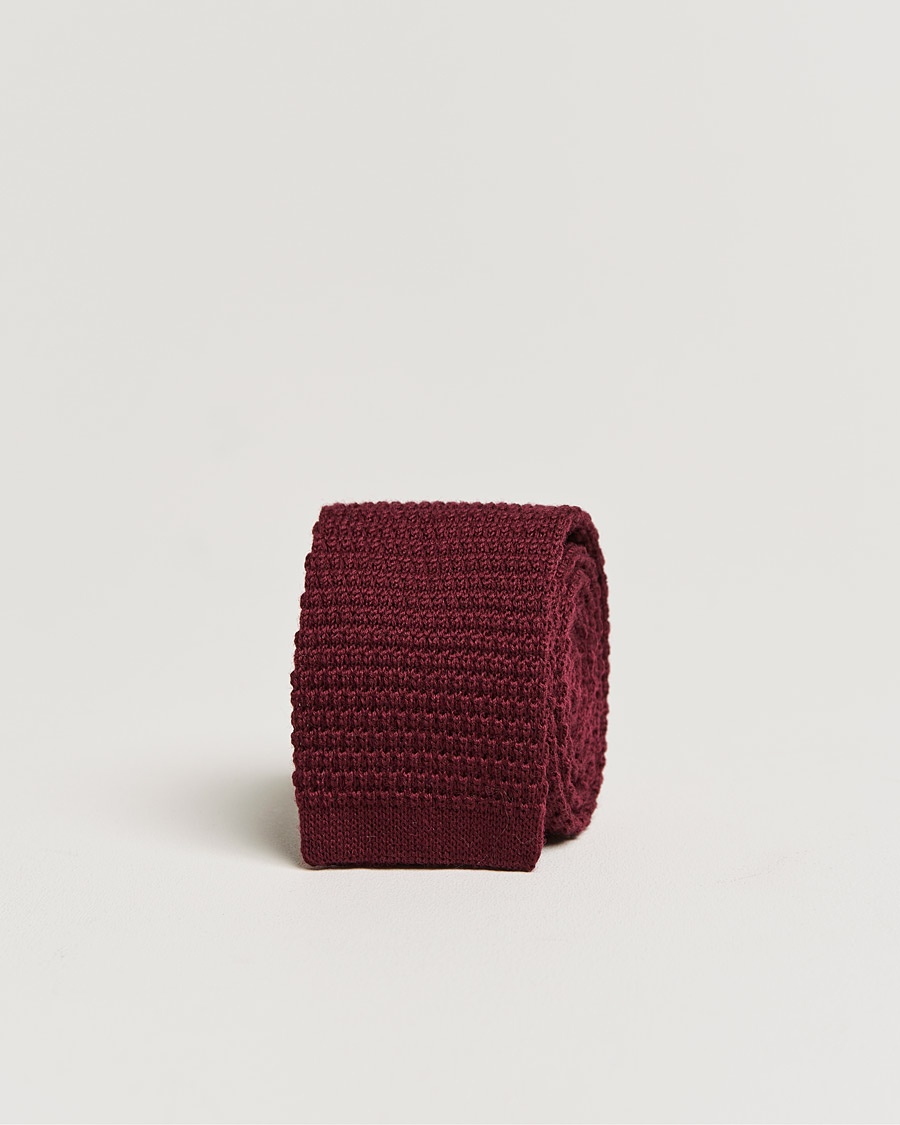 Amanda Christensen Wool Knitted 6cm Tie Wine – Rojo