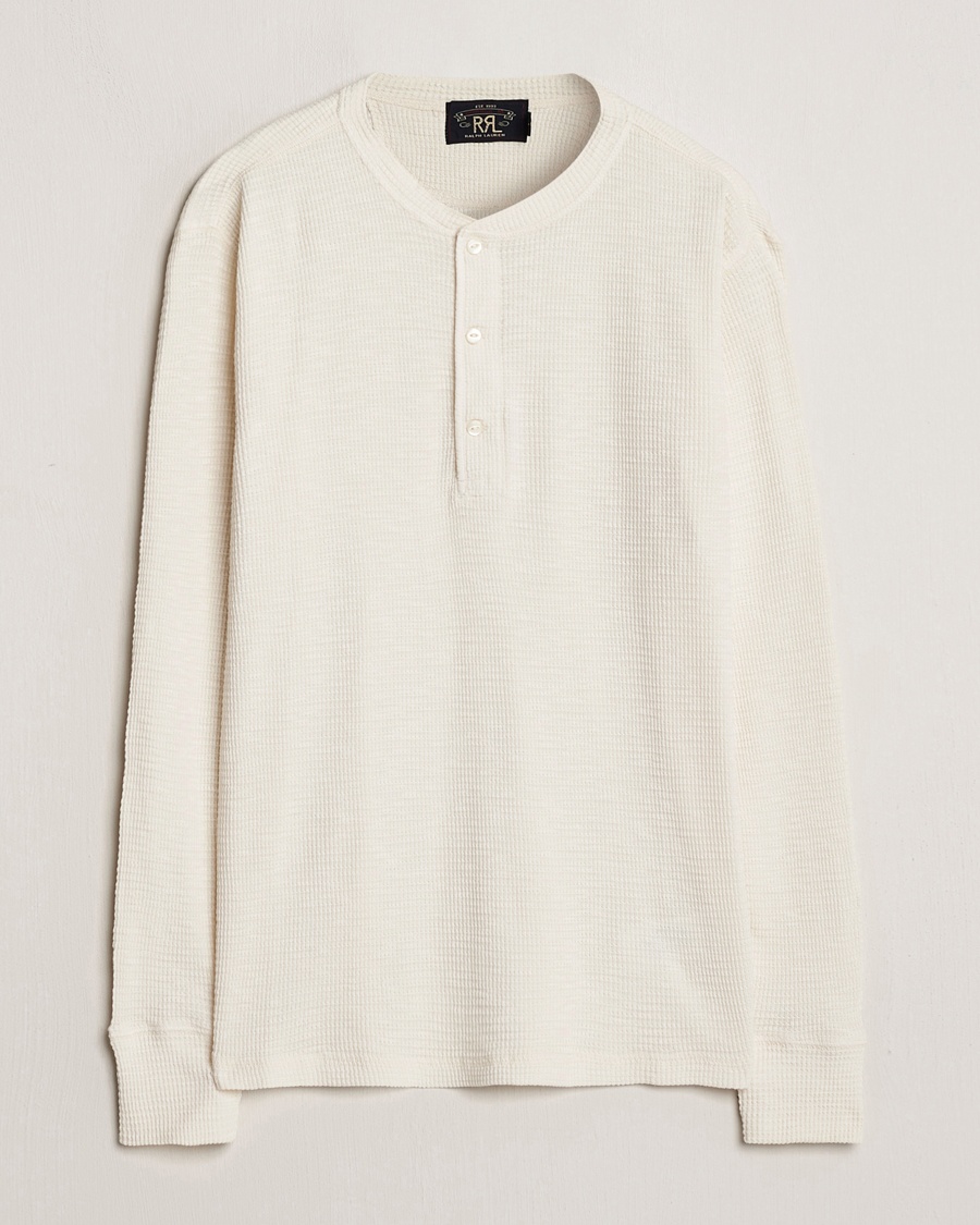 RRL Long Sleeve Henley Paper White – Blanco