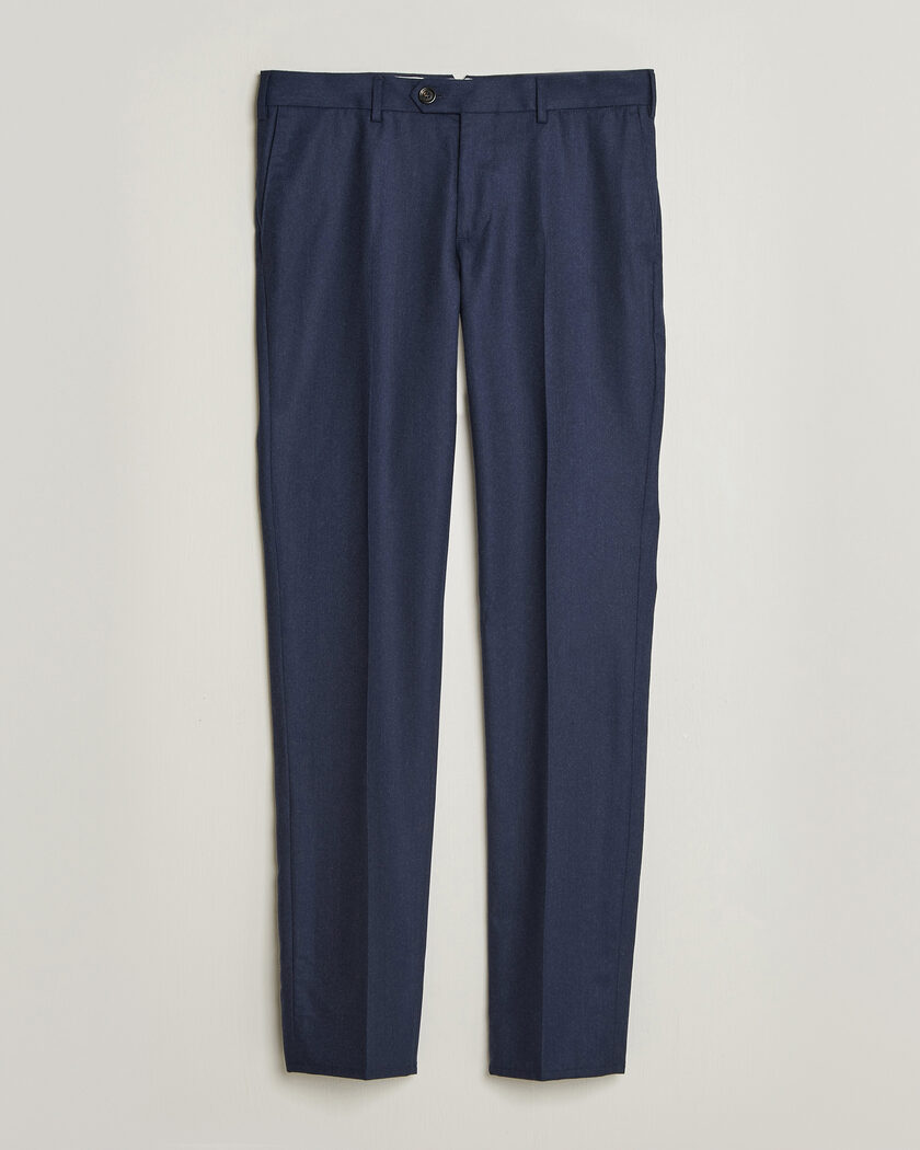 Brunello Cucinelli Slim Fit Flannel Trousers Navy – Azul