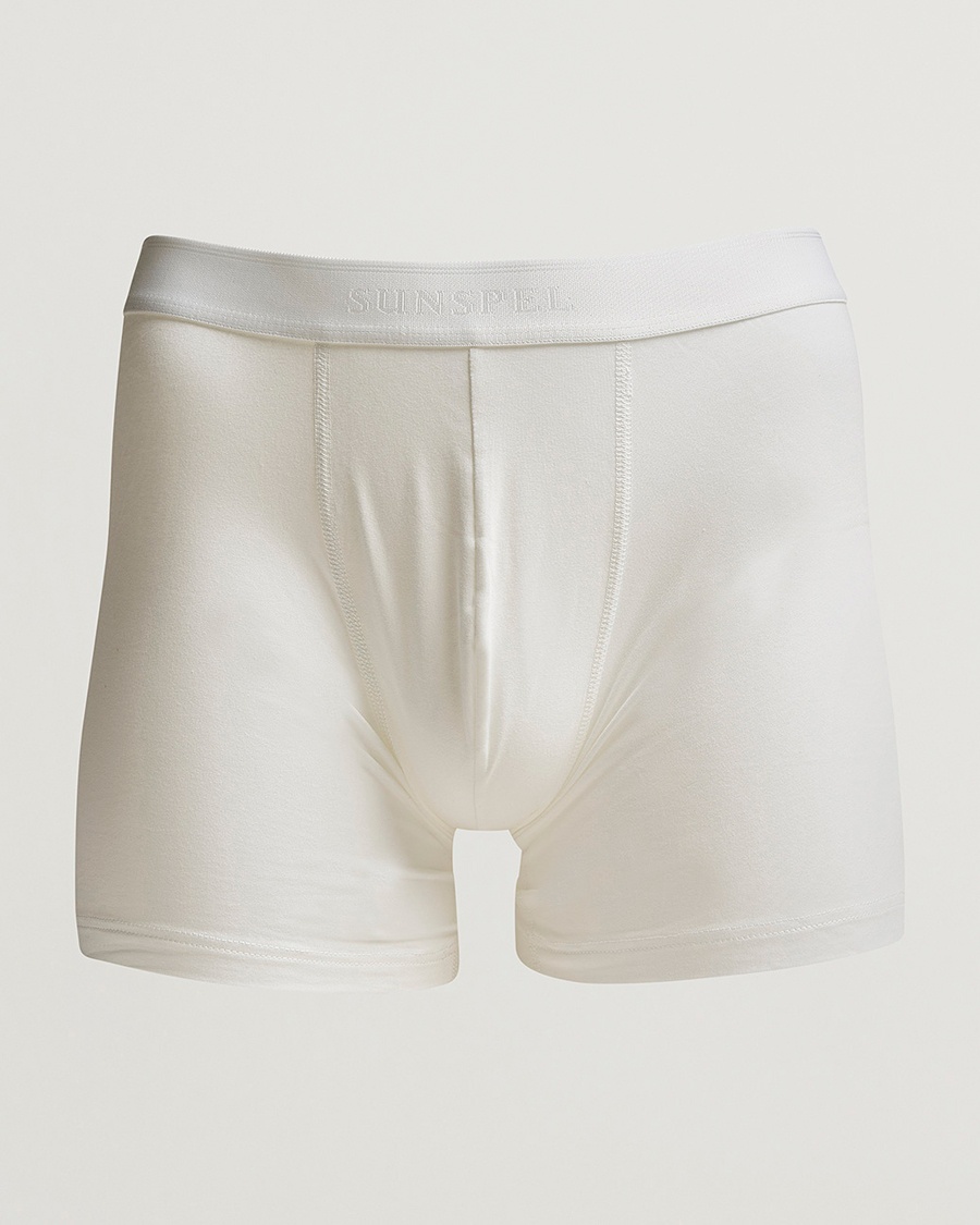 Sunspel Long Leg Cotton Stretch Trunk White – Blanco