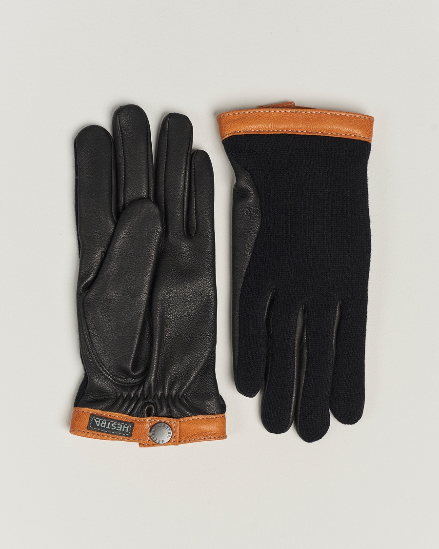 Hestra Deerskin Wool Tricot Glove Black/Black – Negro
