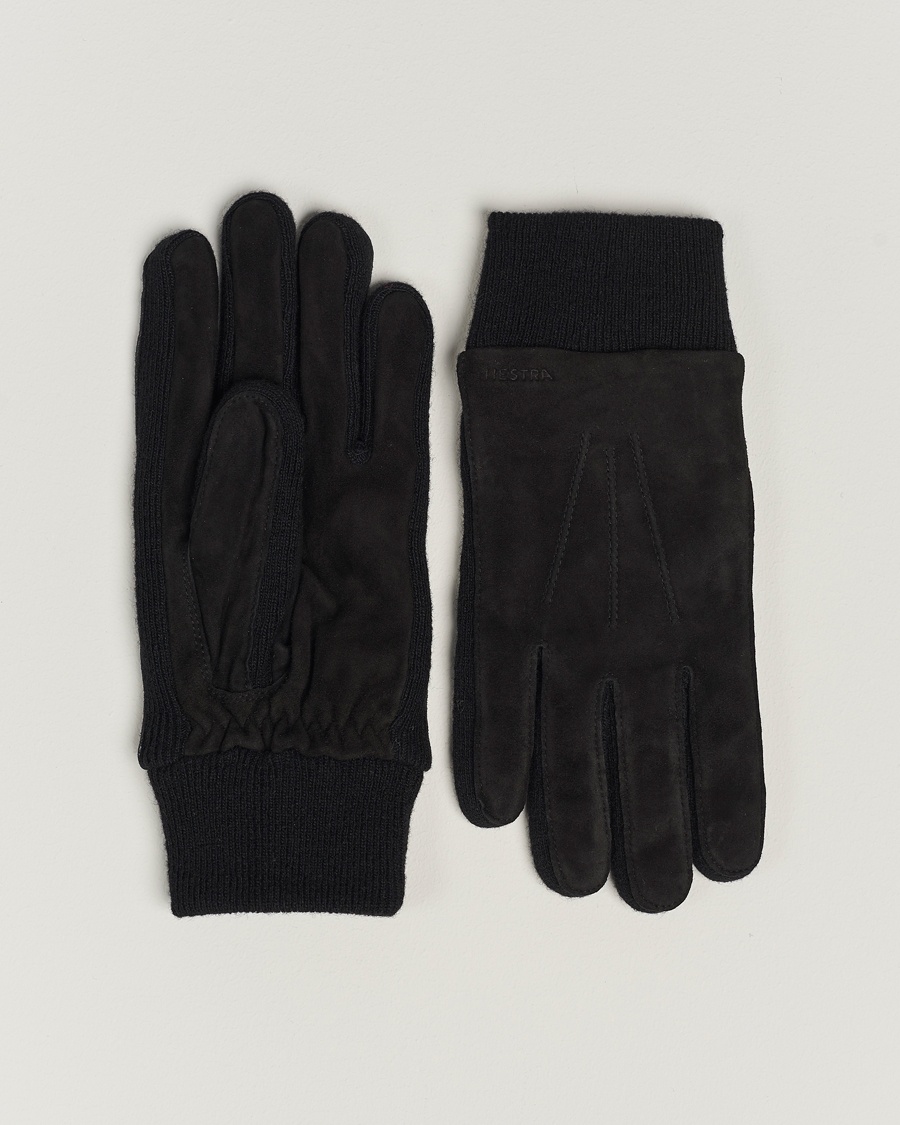 Hestra Geoffery Suede Wool Tricot Glove Black – Negro