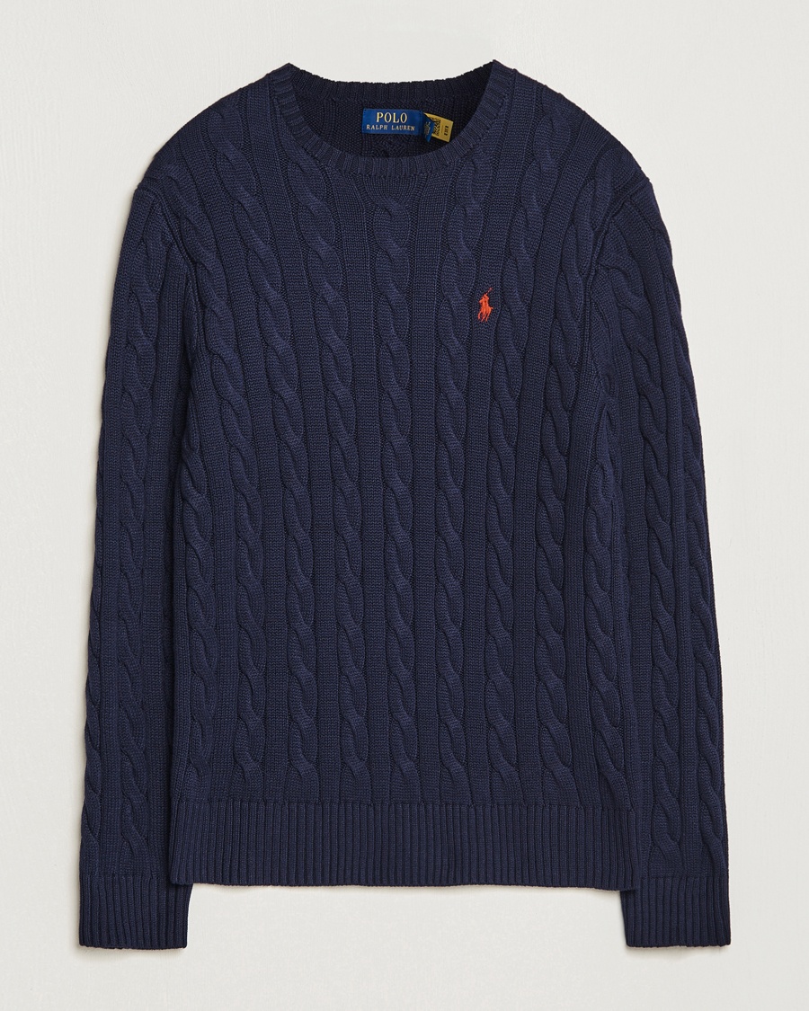 Polo Ralph Lauren Cotton Cable Pullover Hunter Navy – Azul