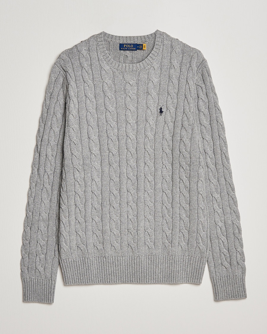Polo Ralph Lauren Cotton Cable Pullover Fawn Grey Heather – Gris