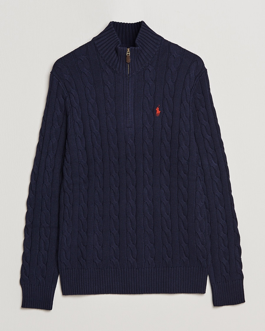 Polo Ralph Lauren Cotton Cable Half Zip Hunter Navy – Azul