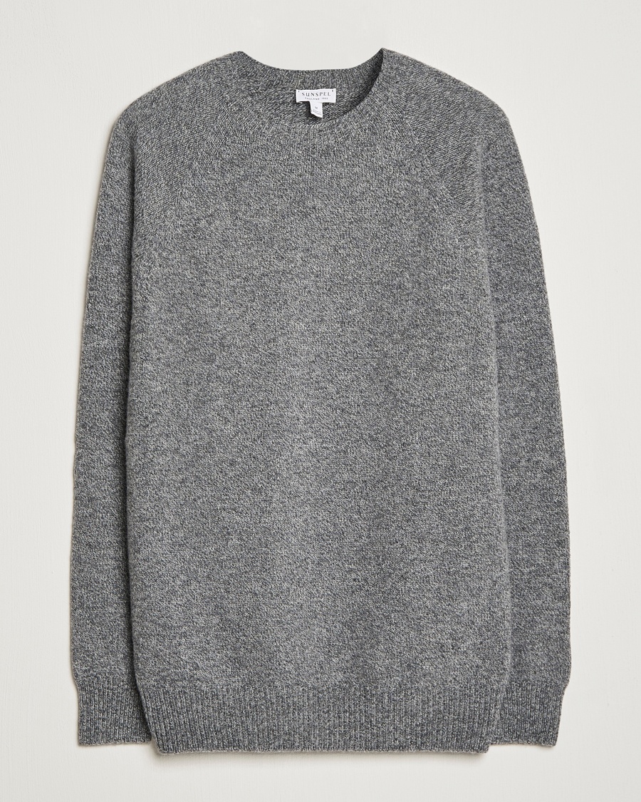 Sunspel Lambswool Crew Neck Grey Melange – Gris