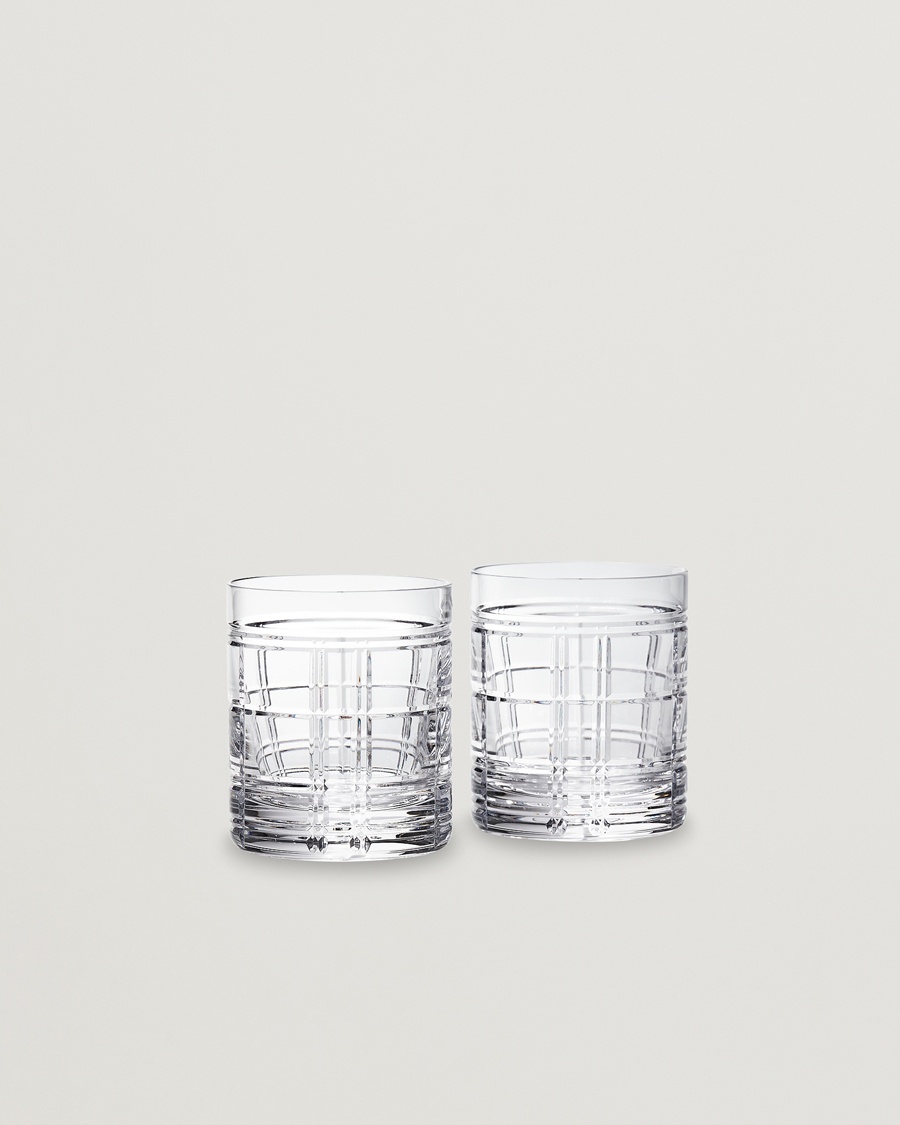 Ralph Lauren Home Hudson Plaid Crystal Glass 2pcs Clear – Transparente