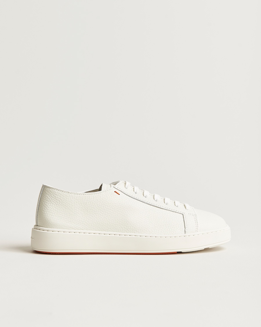 Santoni Low Top Grain Leather Sneaker White Calf – Blanco