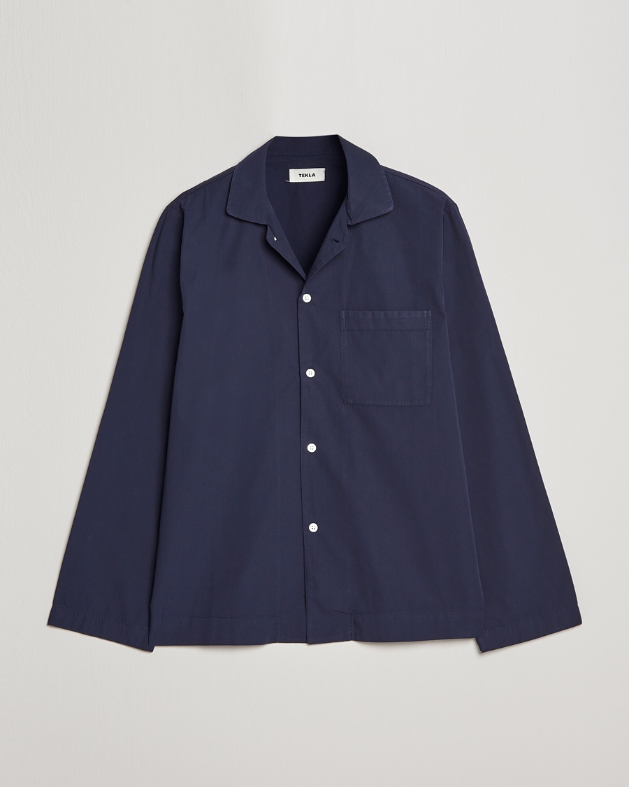 Tekla Poplin Pyjama Shirt True Navy – Azul