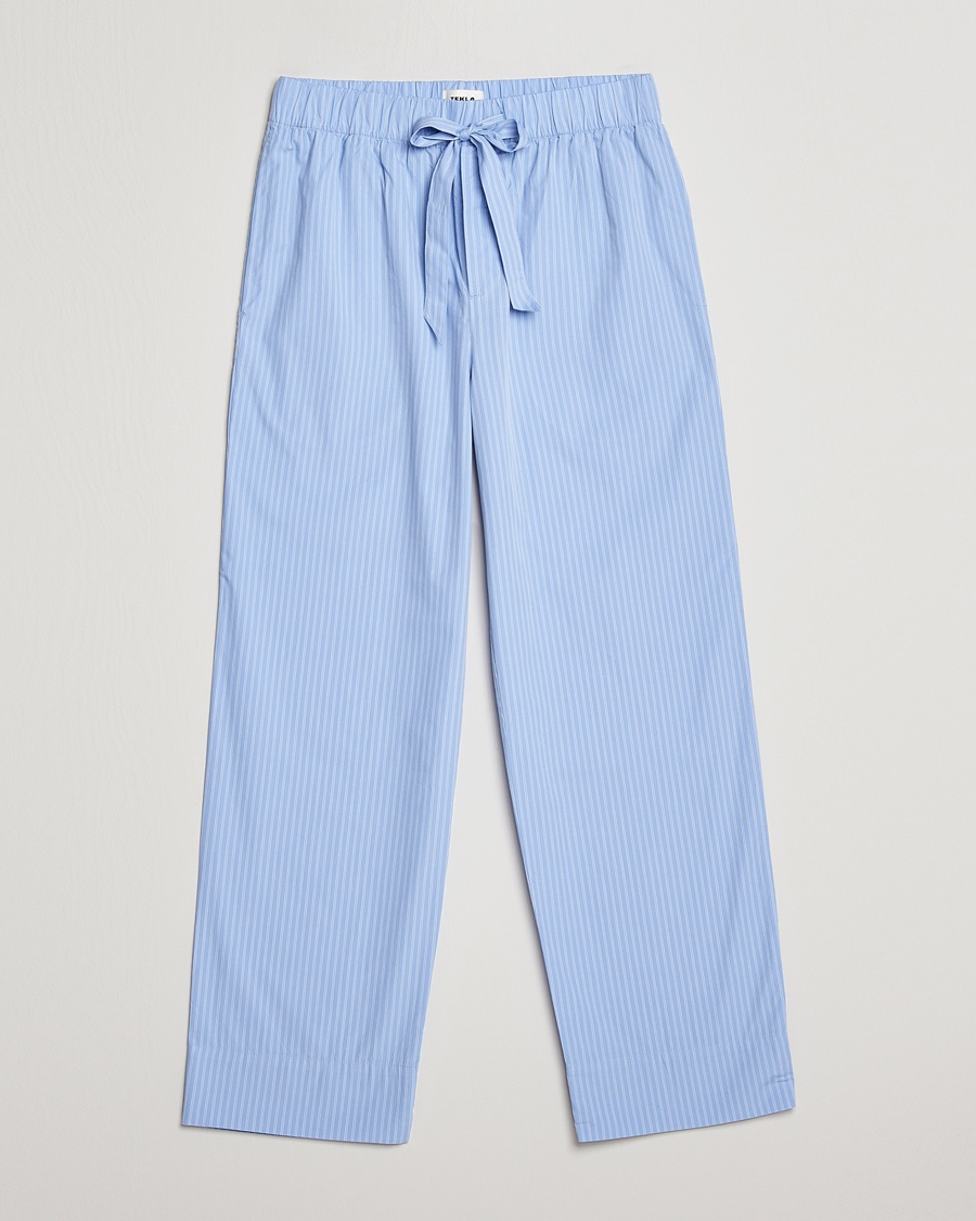 Tekla Poplin Pyjama Pants Pin Stripes – Azul