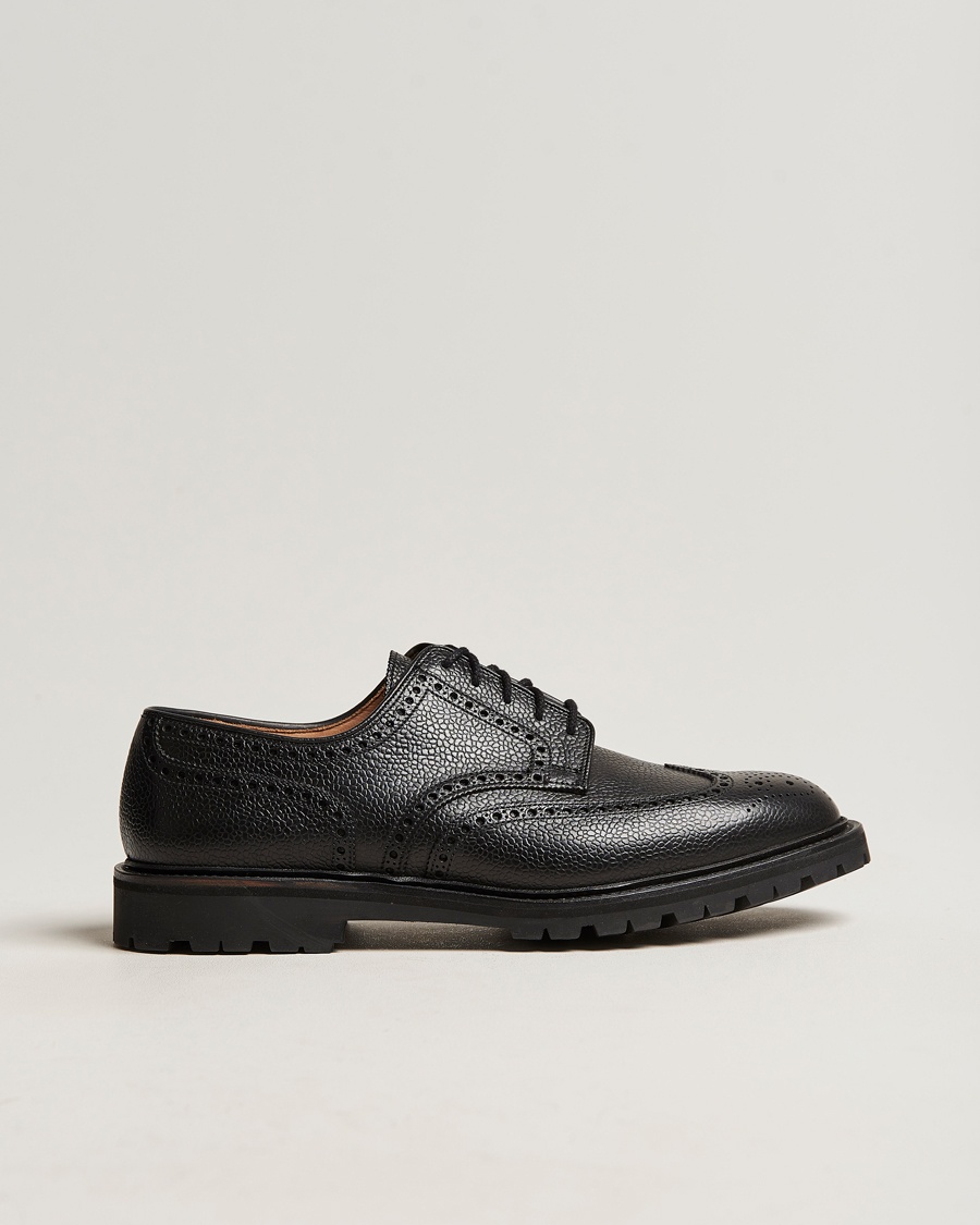 Crockett & Jones Pembroke Derbys Scotch Grain Vibram Black Calf – Negro