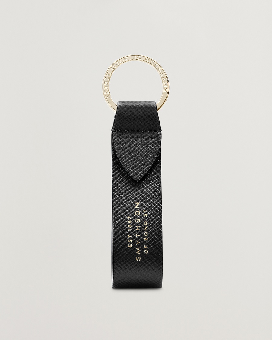 Smythson Panama Leather Keyring Black – Negro