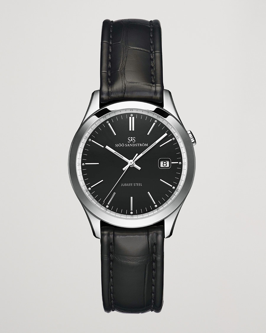 Sjöö Sandström Jubilee Steel Quartz 40mm Black/Black Calf – Negro