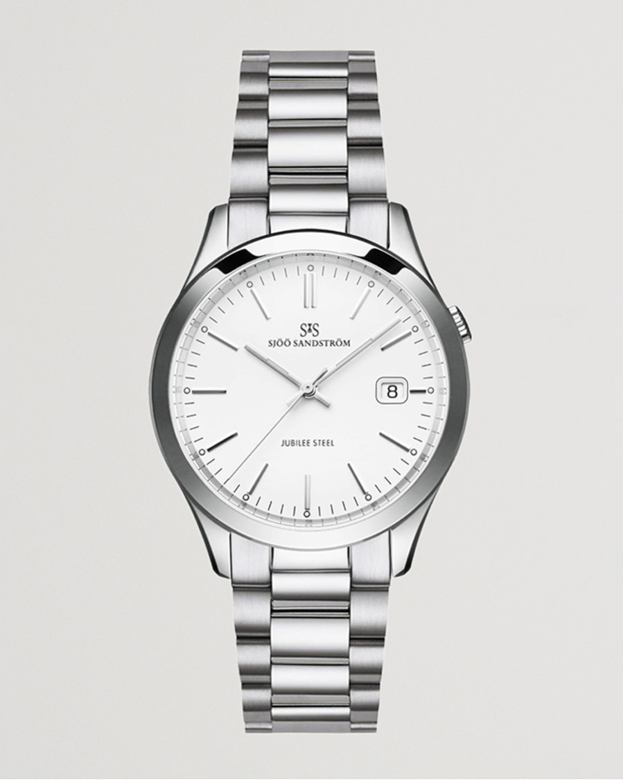 Sjöö Sandström Jubilee Steel Quartz 40mm White/Steel – Blanco