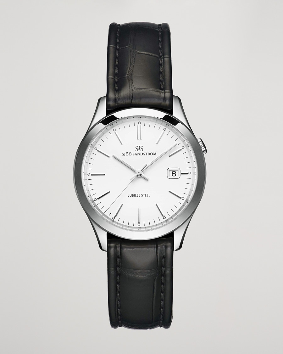 Sjöö Sandström Jubilee Steel Quartz 40mm White/Black Calf – Negro
