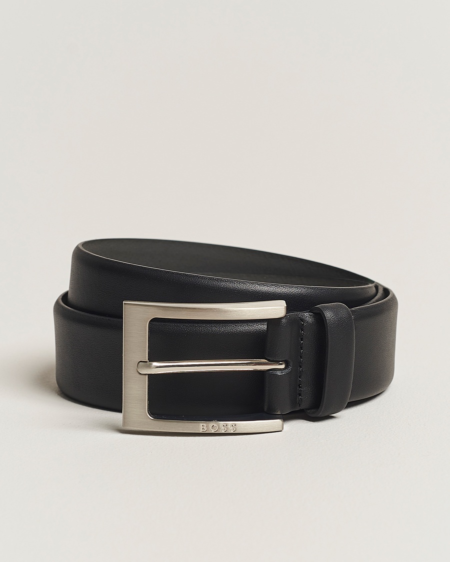 BOSS BLACK Barnabie Leather Belt 3,5 cm Black – Negro