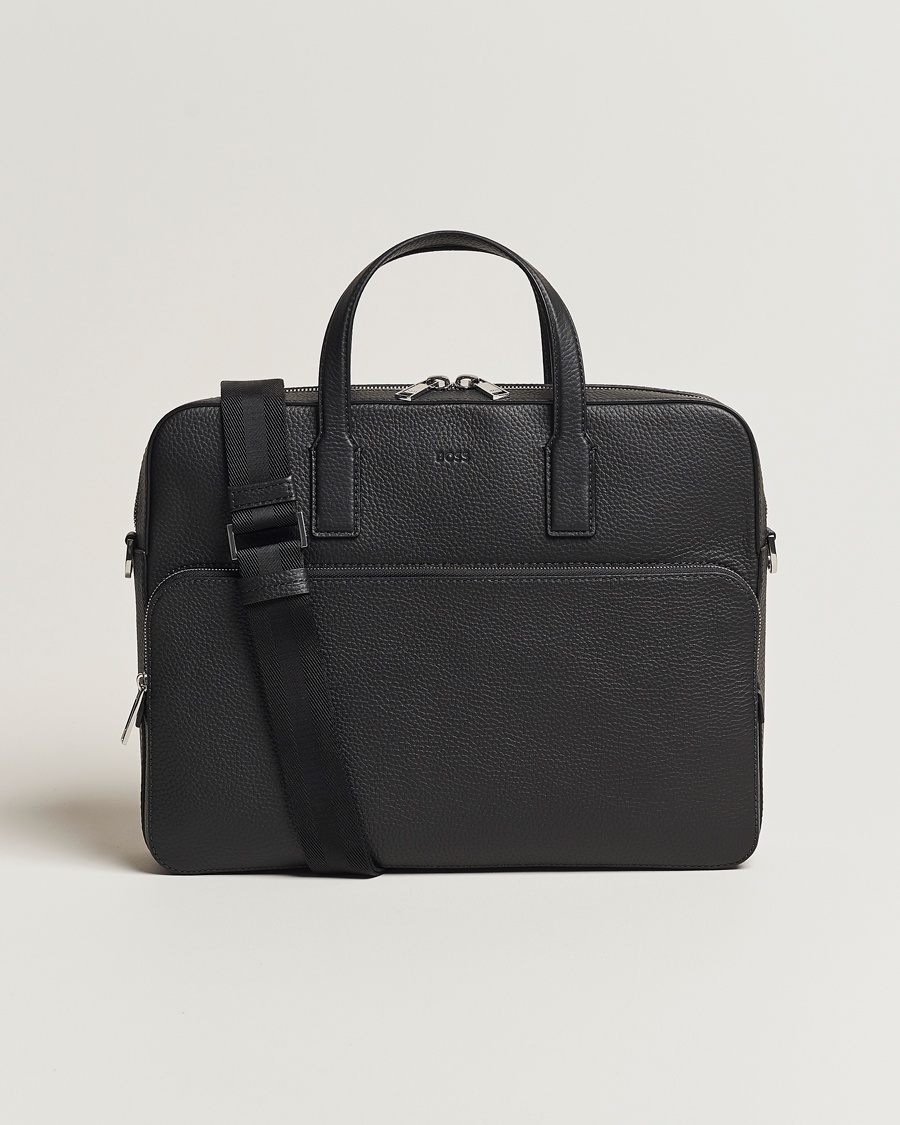 BOSS BLACK Crosstown Computer Leather Bag Black – Negro