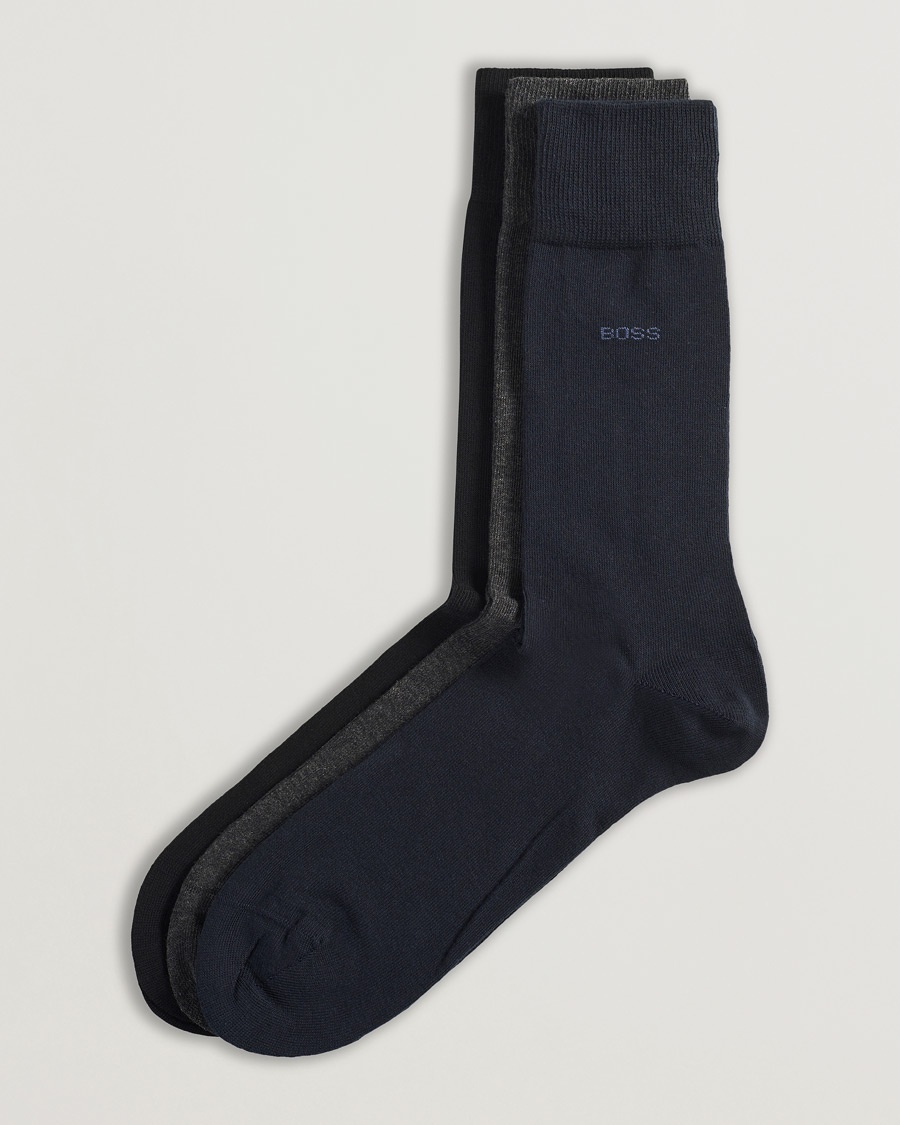 BOSS BLACK 3-Pack RS Uni Socks Navy/Black/Grey – Azul