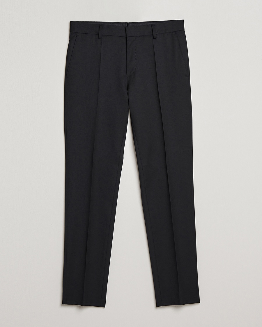 BOSS BLACK Genius Slim Fit Wool Trousers Black – Negro
