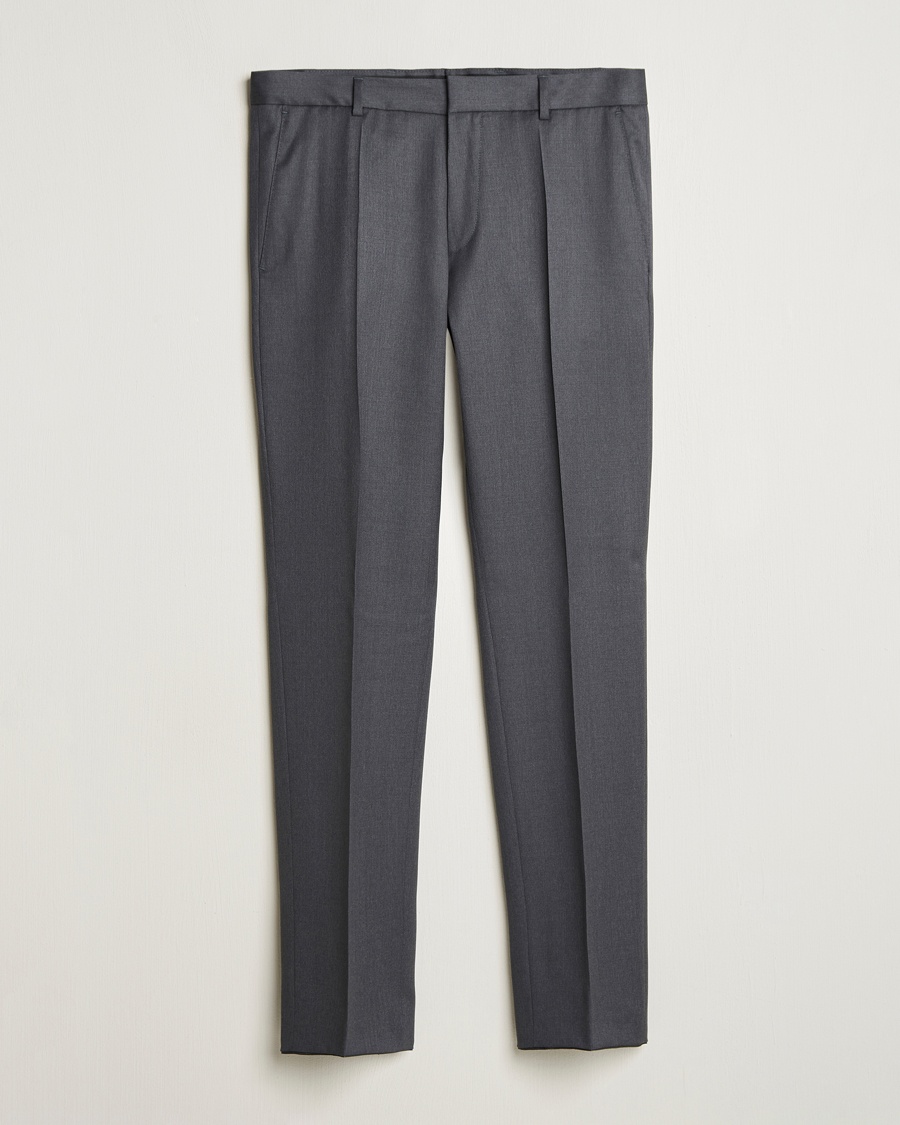 Genius Slim Fit Wool Trousers Dark Grey – Gris