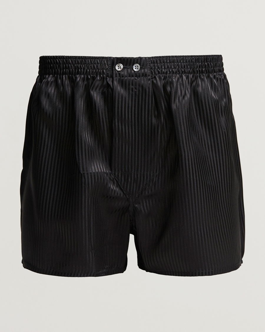 Derek Rose Classic Fit Silk Boxer Shorts Black – Negro