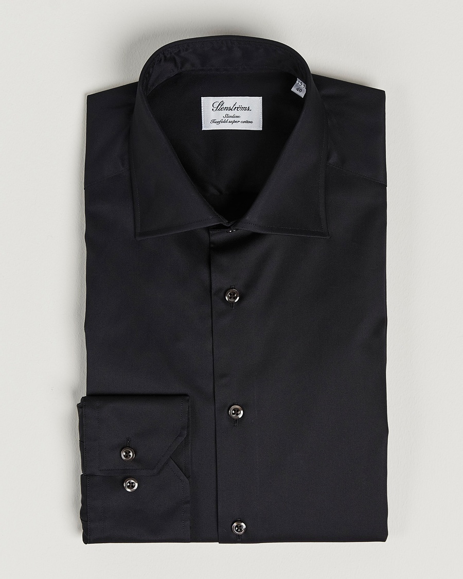 Stenströms Slimline Cut Away Shirt Black – Negro