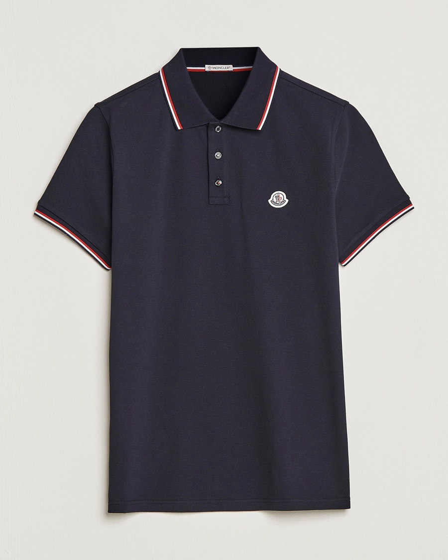 Moncler Contrast Rib Polo Navy – Azul