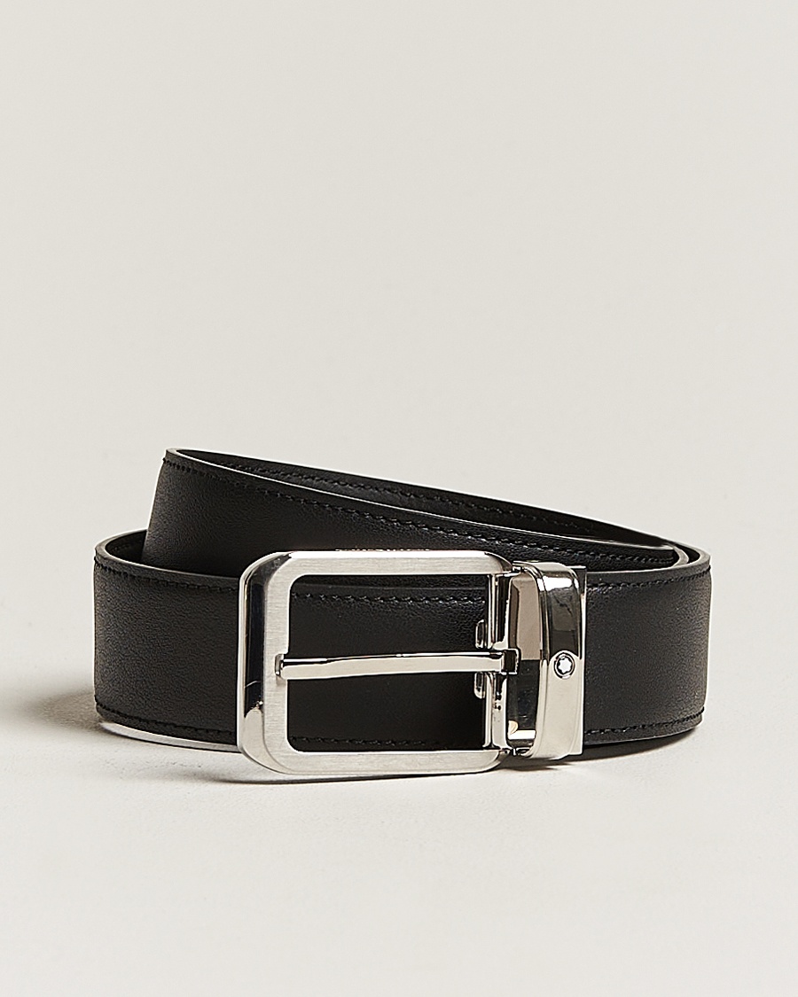 Montblanc Black 35 mm Leather belt Black – Negro